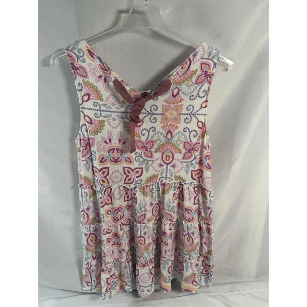 Matilda Jane tiered tank top in a vibrant floral and paisley pattern Size Large